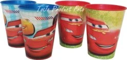 Disney Cars - Gobelets - Gobelets Empilables - Gobelets à Limonade - Rouge - Bleu - Plastique - McQueen - 2 Designs - 4 Pièces