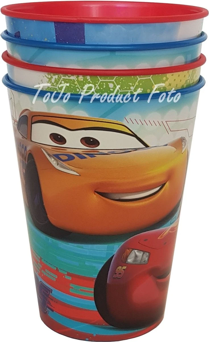 Disney Cars - Gobelets - Gobelets Empilables - Gobelets à Limonade - Rouge - Bleu - Plastique - McQueen - 2 Designs - 4 Pièces 4 Disney Cars - Gobelets - Gobelets Empilables - Gobelets à Limonade - Rouge - Bleu - Plastique - McQueen - 2 Designs - 4 Pièces – Image 2