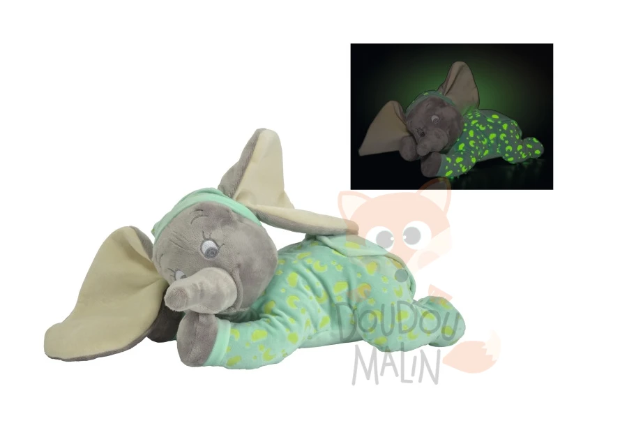 Disney Dumbo L'éléphant Peluche Luminescente Vert Gris 3 Disney Dumbo L'éléphant Peluche Luminescente Vert Gris