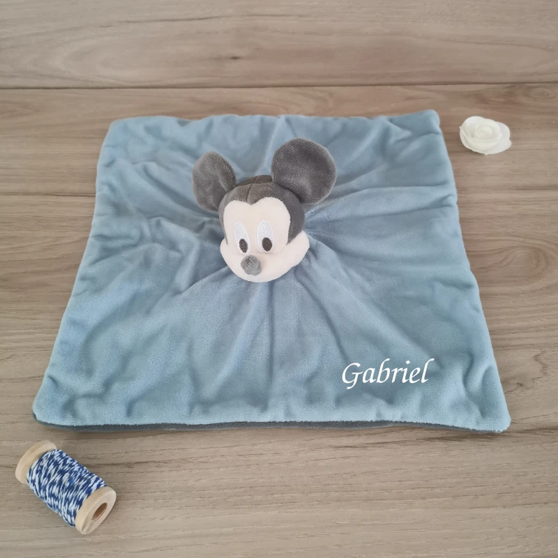 Disney Mickey La Souris Doudou Plat Bleu Gris 3 Disney Mickey La Souris Doudou Plat Bleu Gris