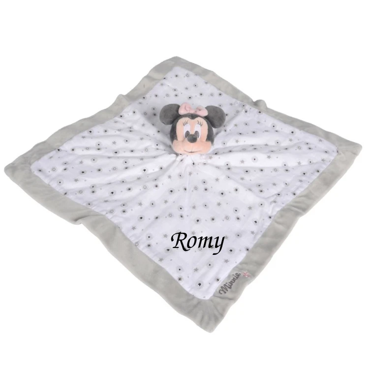 Disney Minnie La Souris Doudou Plat Lange Blanc Gris étoile 3 Disney Minnie La Souris Doudou Plat Lange Blanc Gris étoile